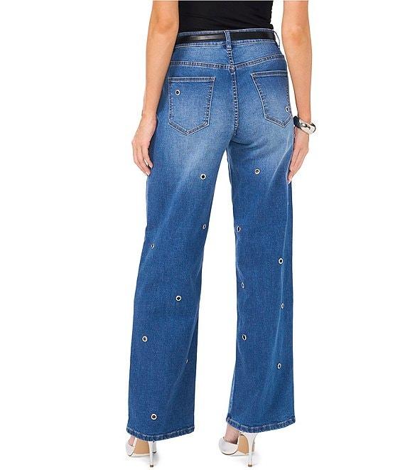 Vince Camuto Wide-Leg Grommet Detail Jeans Product Image