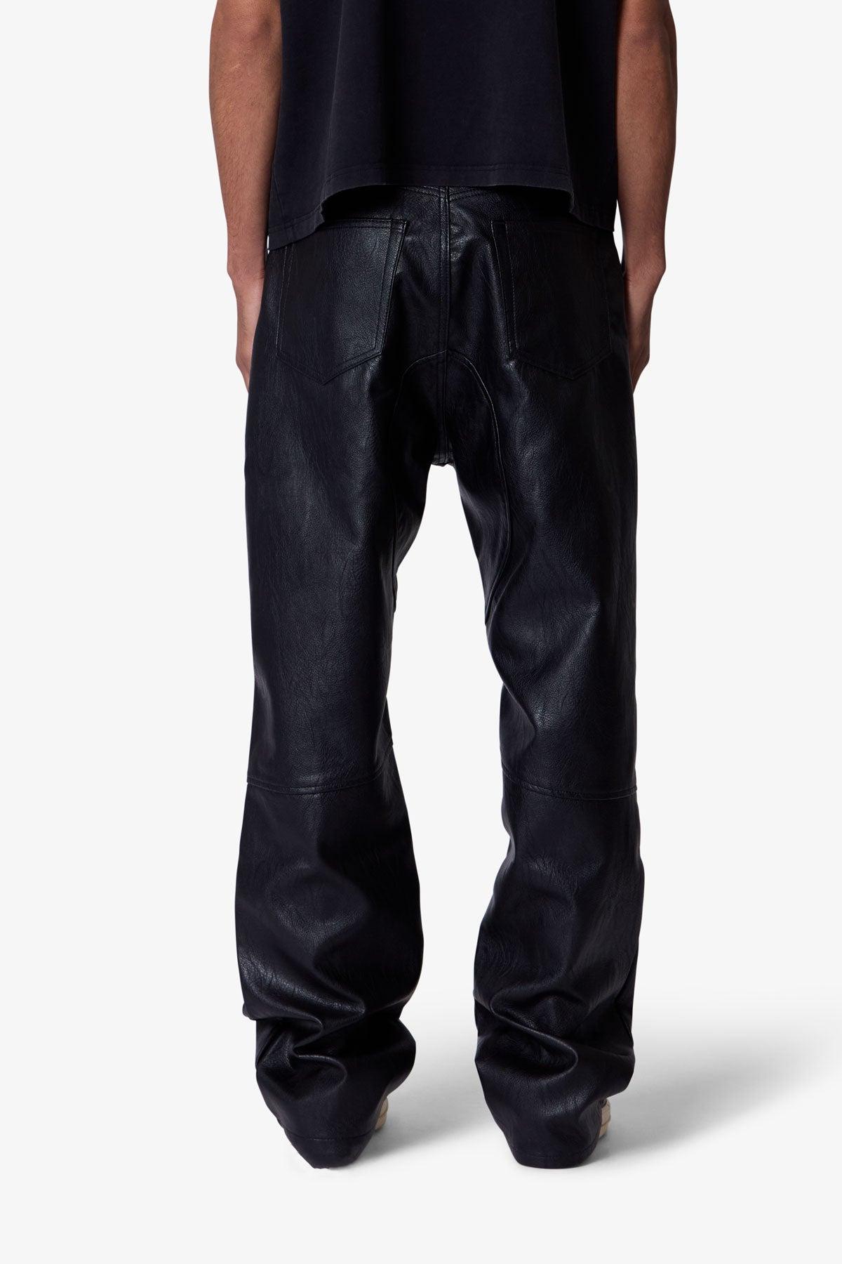 Ultra Baggy Paneled Leather Pants - Black Product Image