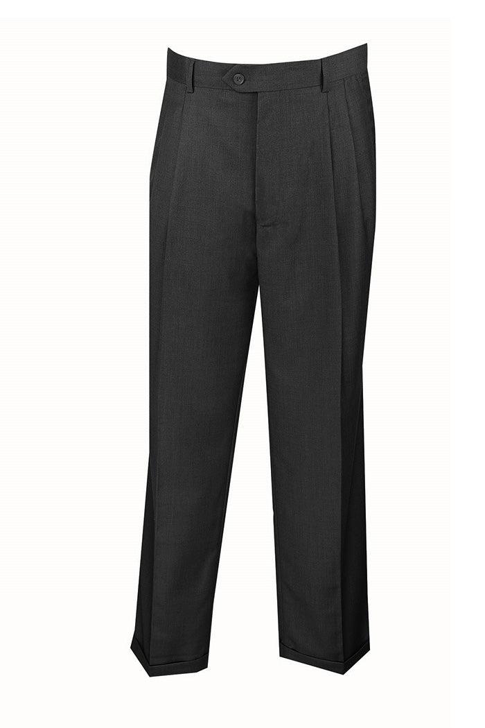 Charcoal Dress Pants Regular Leg Pleated Pre-hemmed With Cuffs Product Image