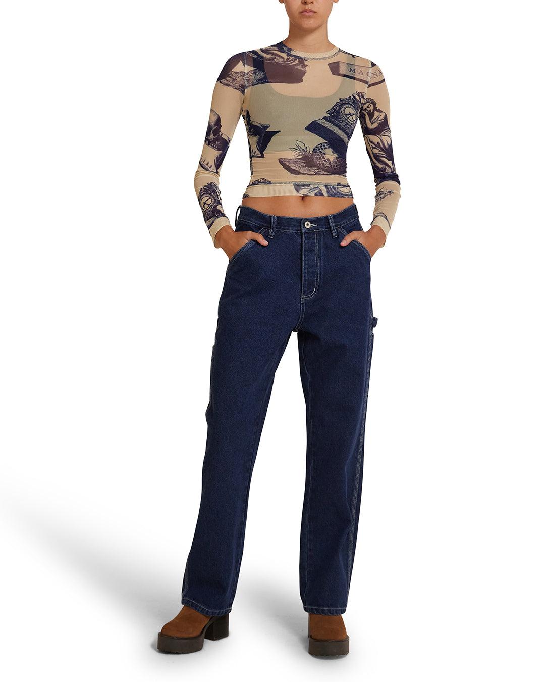 5-7-5 Mesh Long Sleeve Top - Indigo Product Image