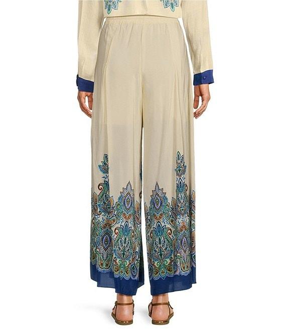 JOHNNY WAS Silk Printed Pleated Wide Leg Pull-On Pants Product Image