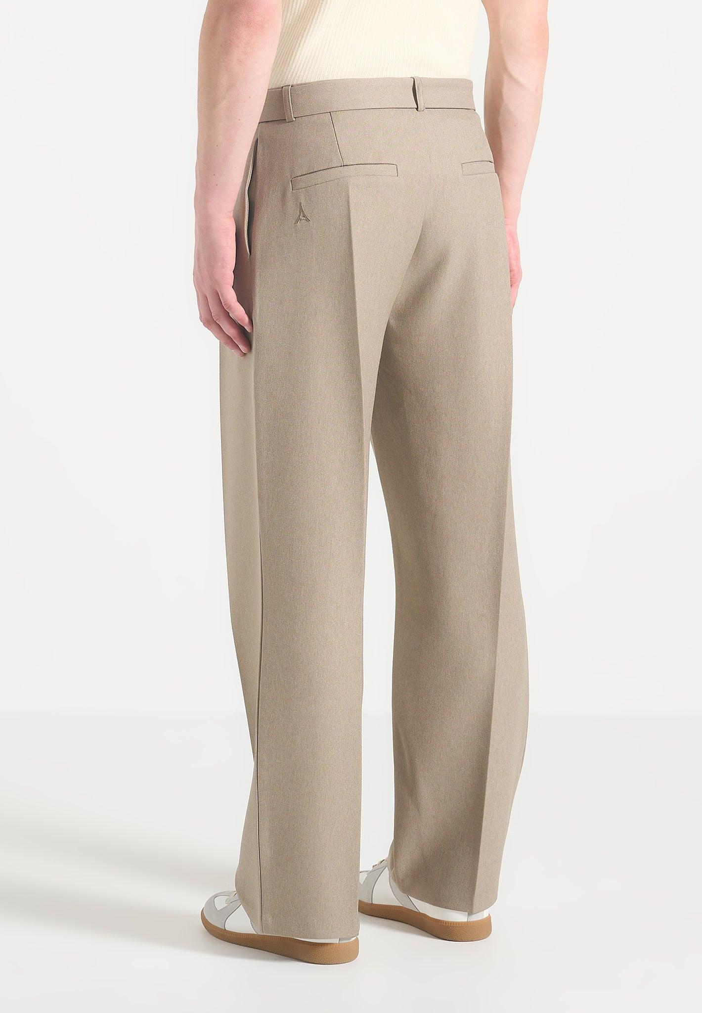 Louis - Relaxed Fit Belted Tailored Trousers - Beige Male Product Image