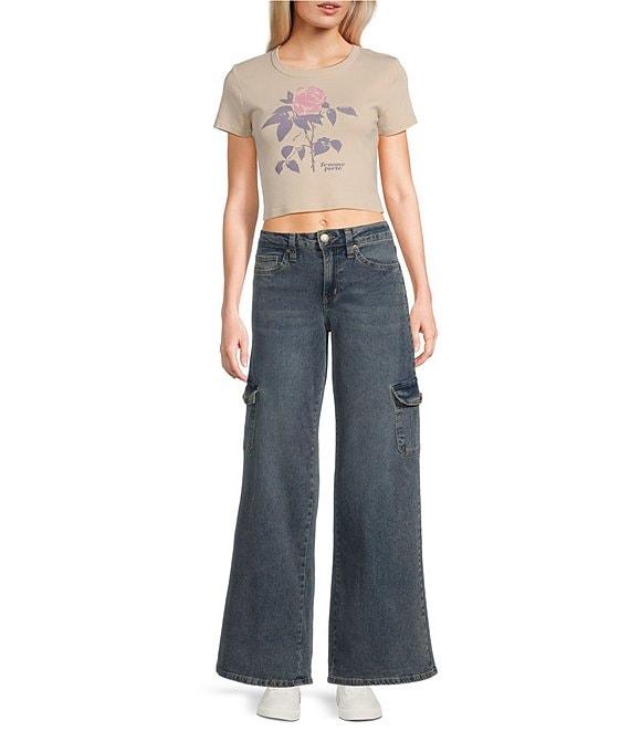 YMI Jeanswear High Rise Wide Leg Skater Cargo Jeans Product Image