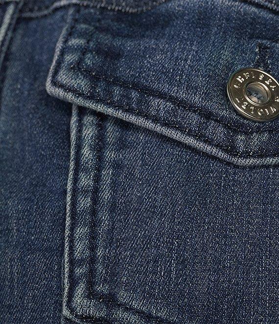 Chelsea & Violet Point Collar Long Puff Shoulder Sleeve Denim Short Statement Jacket Product Image