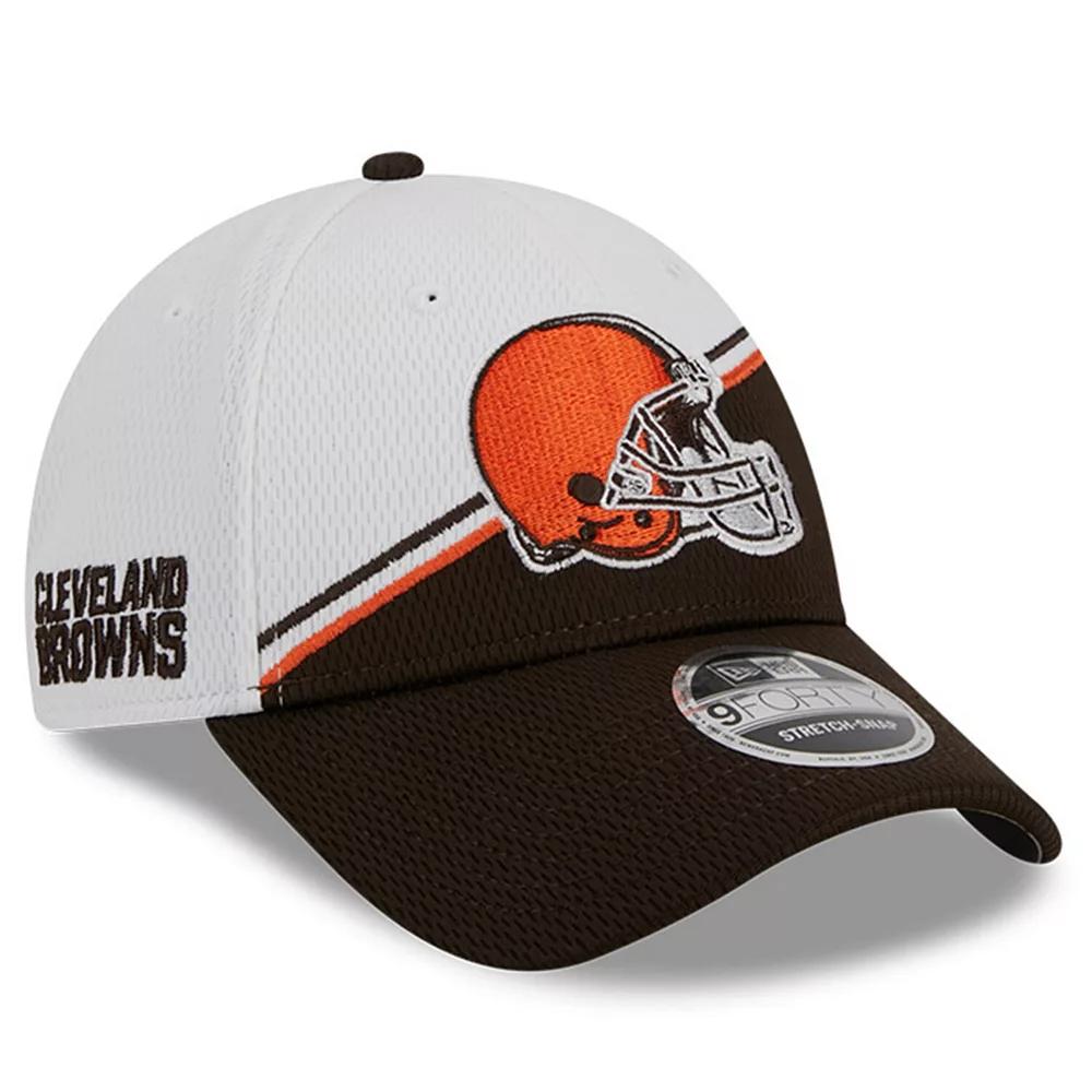 Men's New Era  White/Brown Cleveland Browns 2023 Sideline 9FORTY Adjustable Hat Product Image