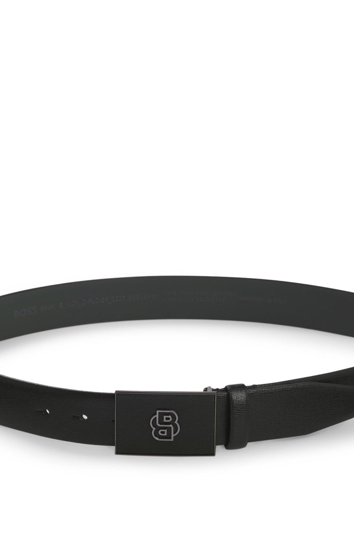BOSS - Reversible Italian-leather belt with Double B monogram buckle - Black Product Image