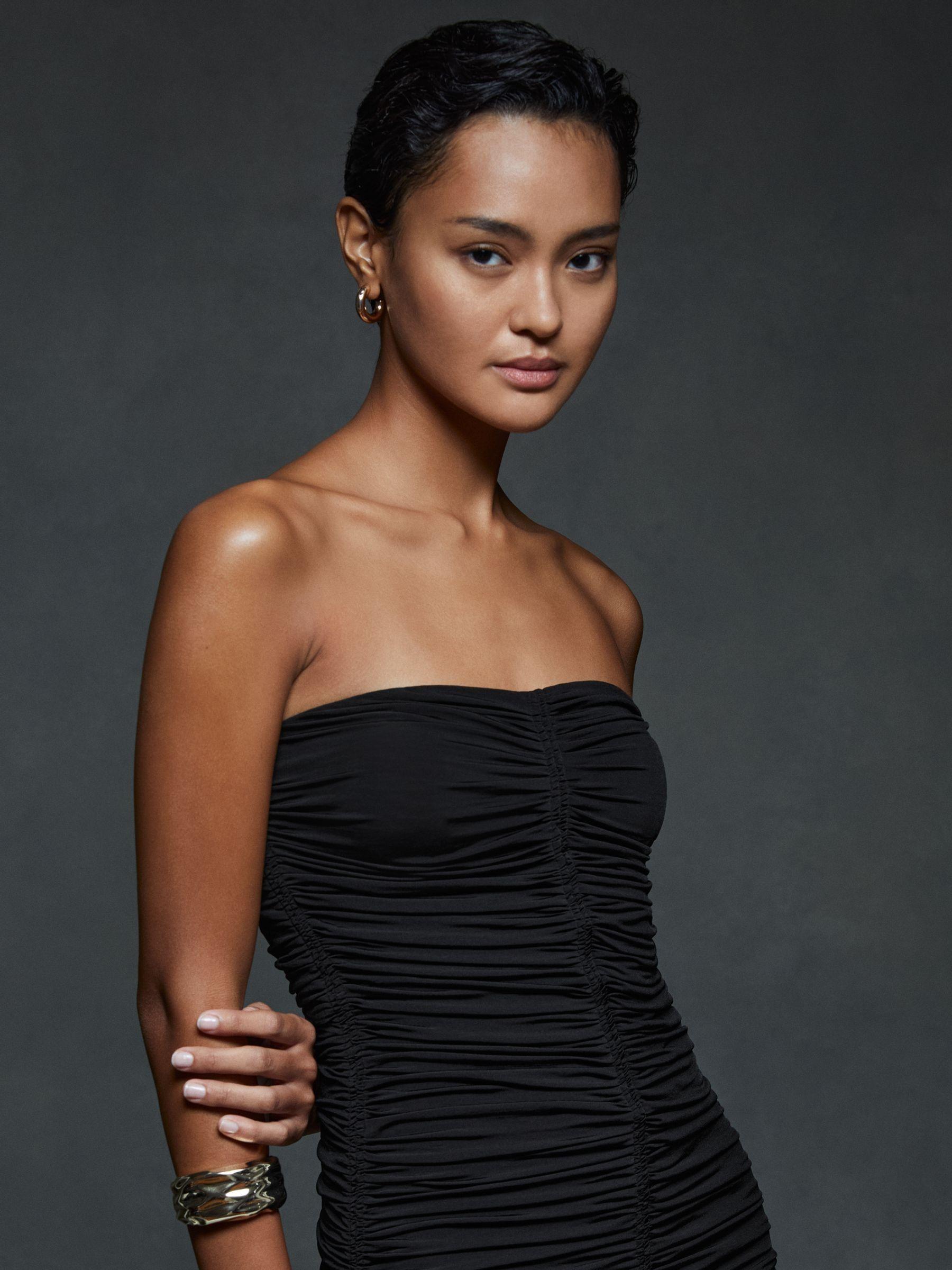 Selina Black Strapless Ruched Maxi Dress Product Image