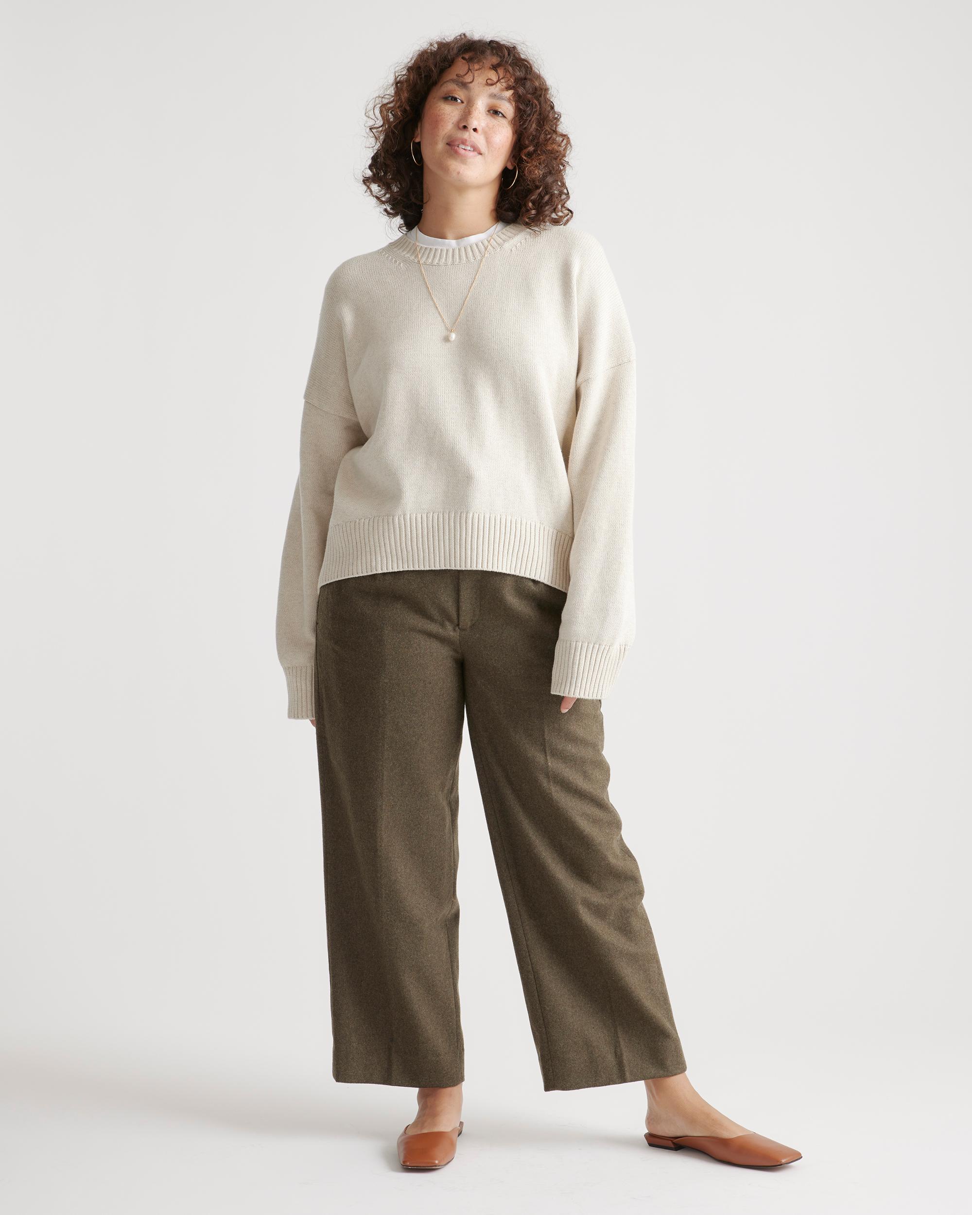 Quince | Women's Boyfriend Crew Sweater Size XS, Organic Cotton Product Image