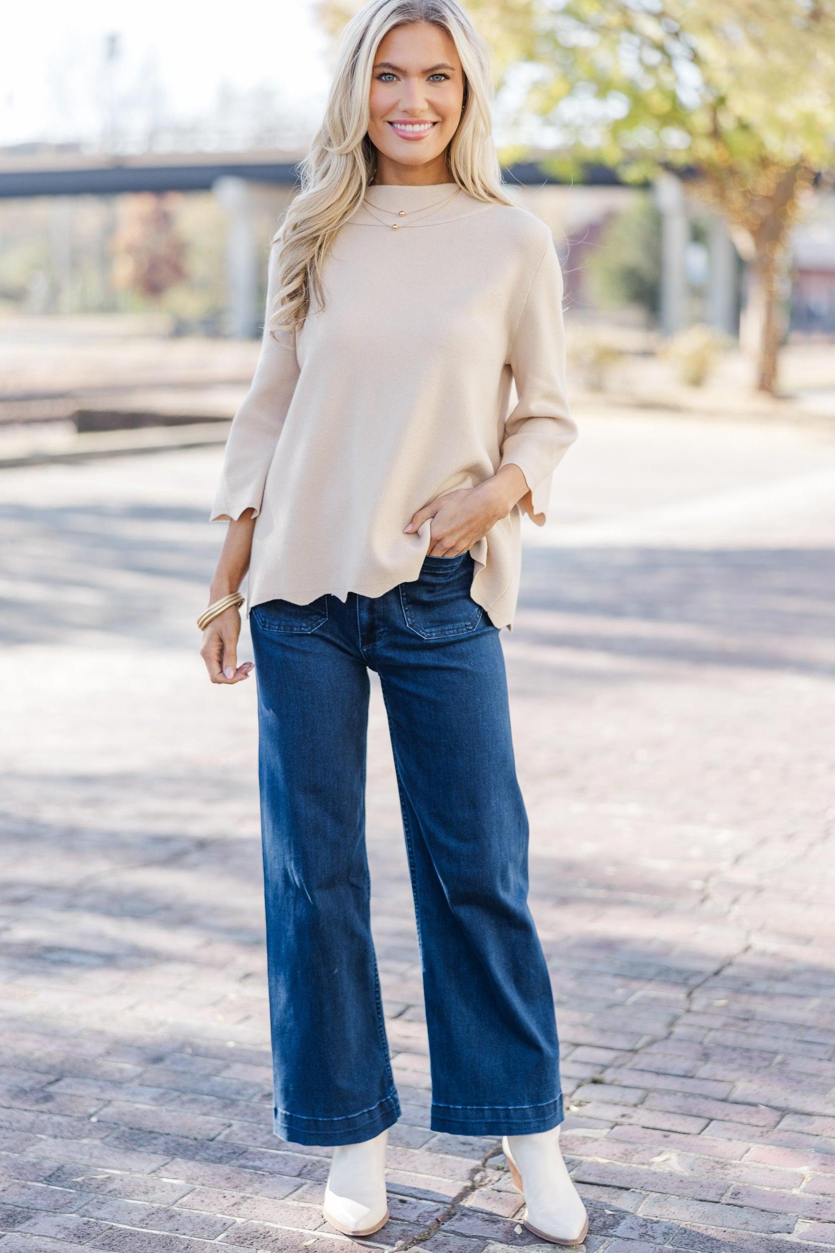 In Your Feelings Cream Mock Neck Sweater Female Product Image