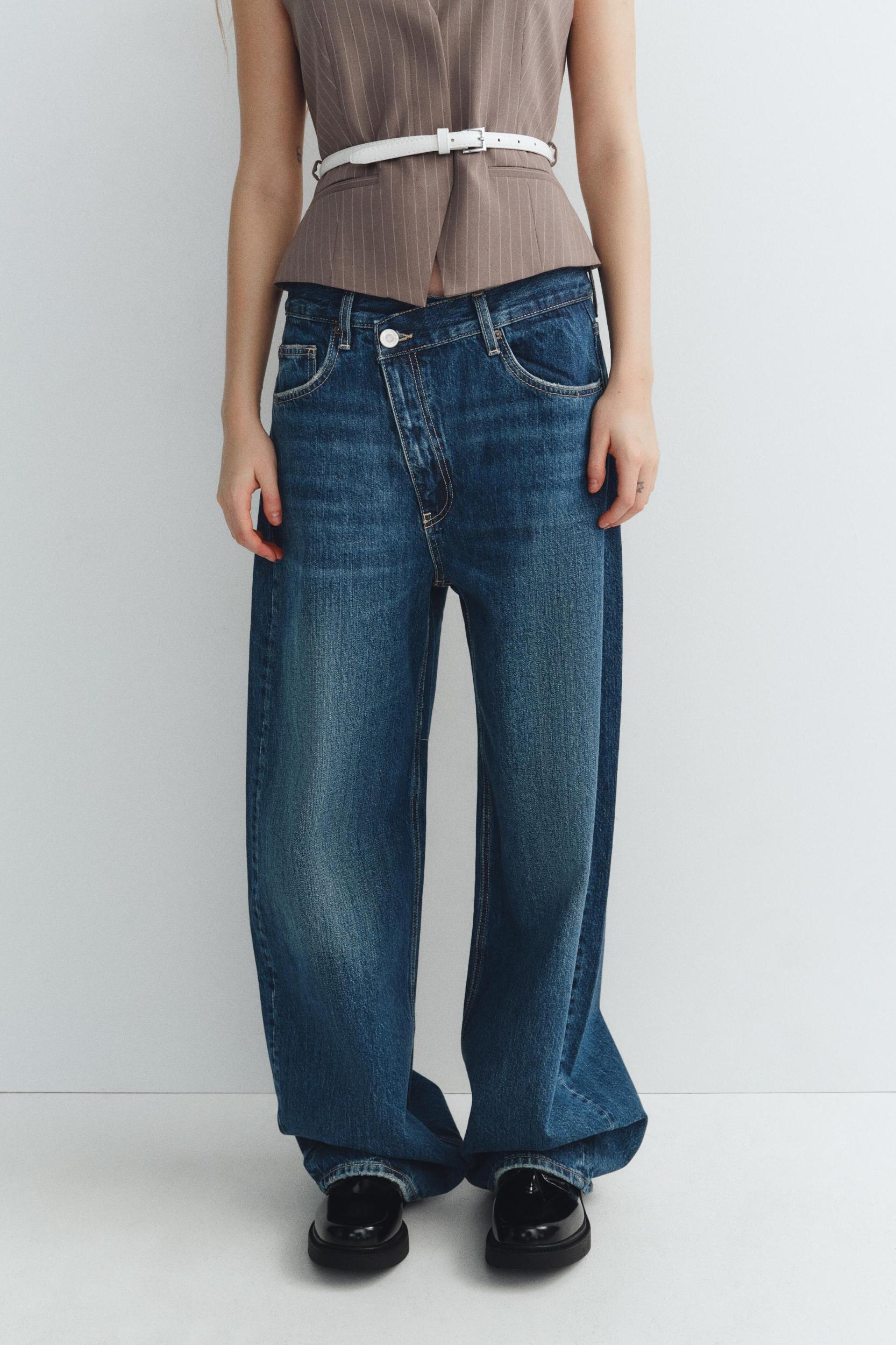 TRF MID-RISE CROSSED WAIST BAGGY JEANS Product Image