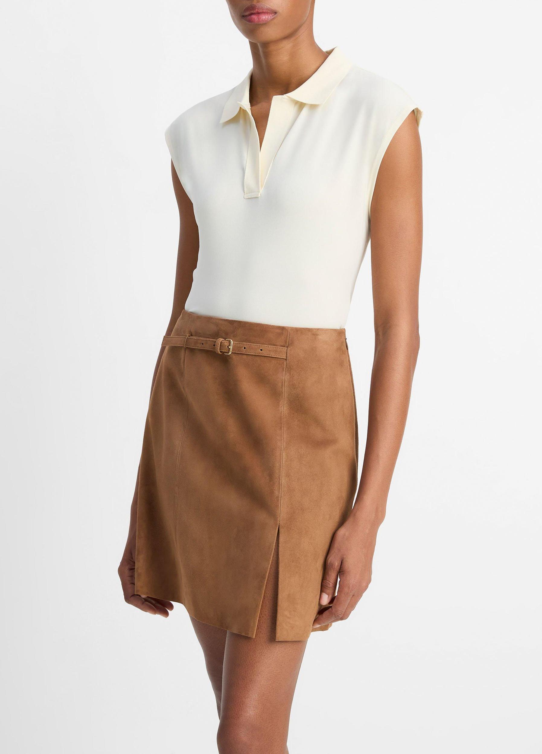 Belted Suede Skirt Product Image