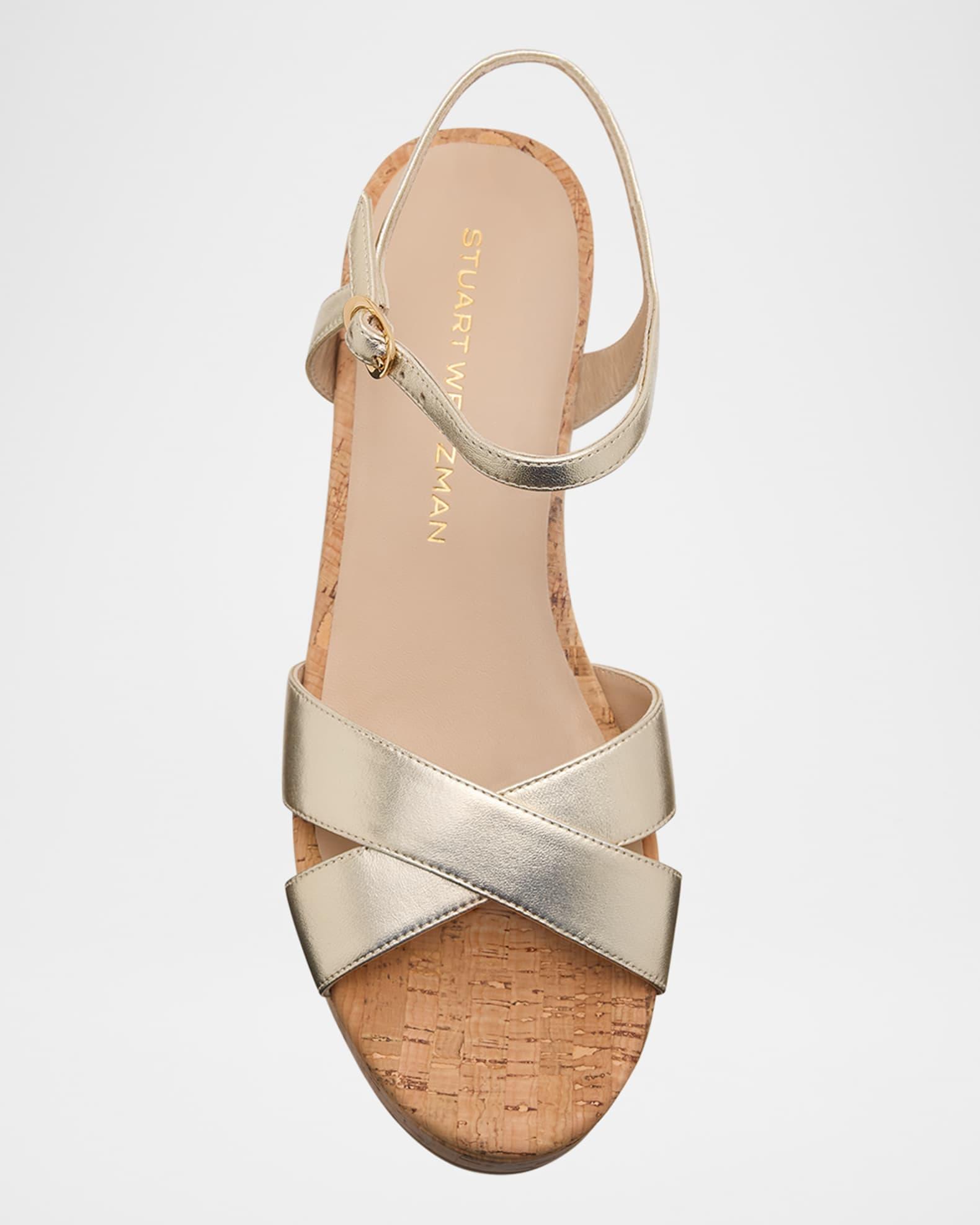 Dayna Metallic Crisscross Wedge Sandals Product Image