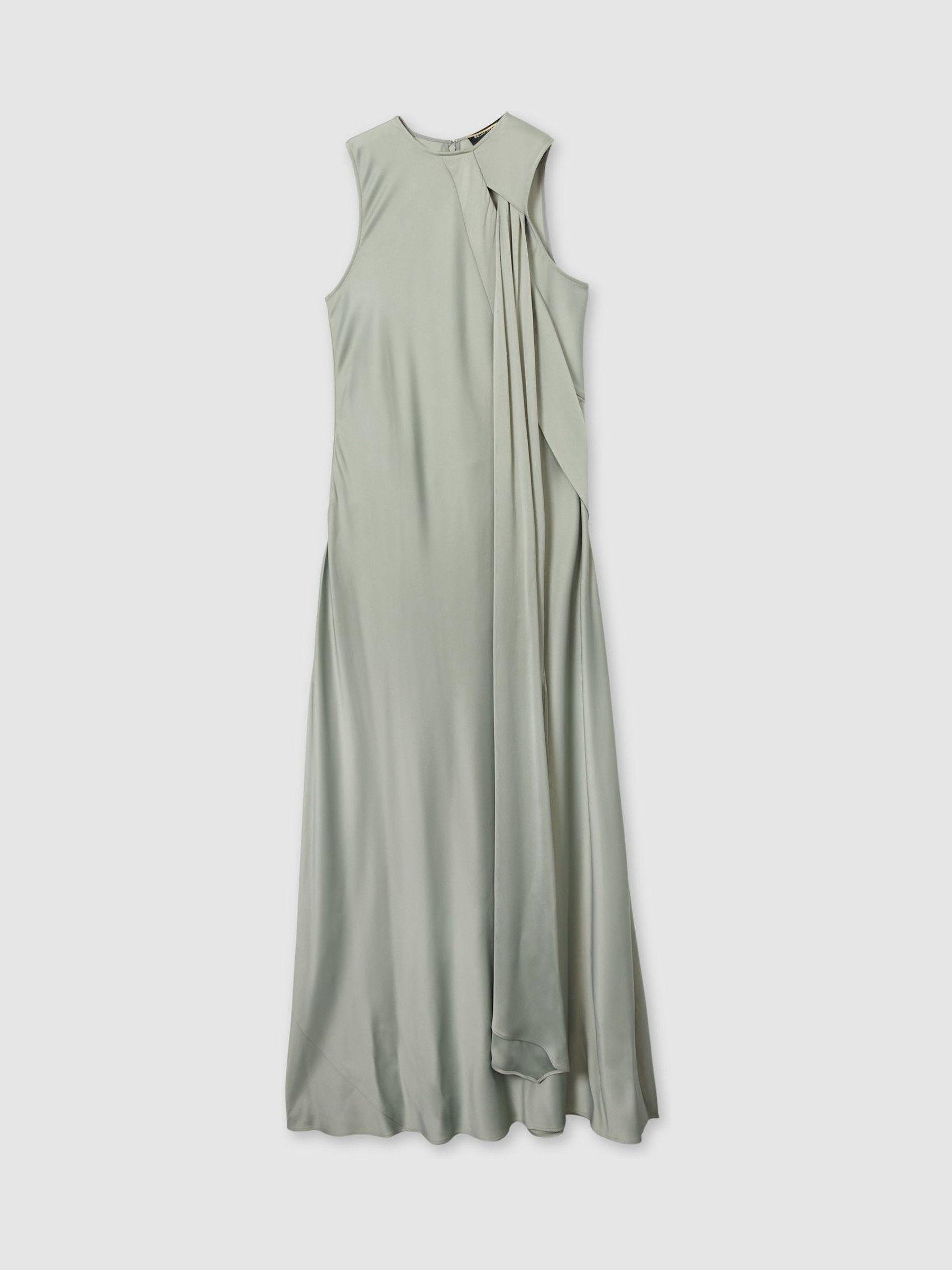 Atelier Draped-Satin Occasion Dress in Green Product Image