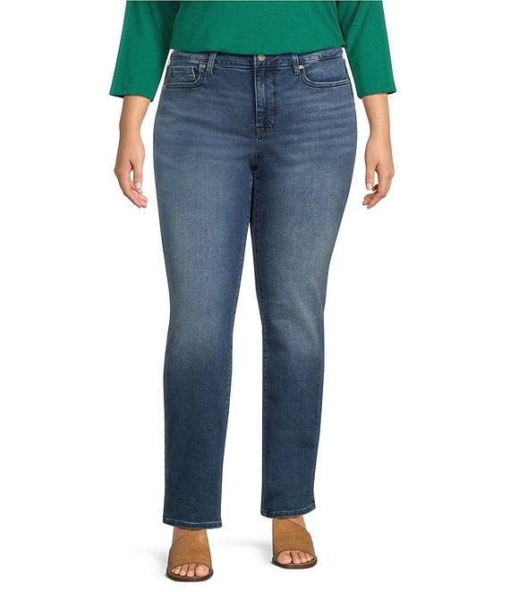 NYDJ Plus Size Stretch Denim Marilyn Straight Leg Jeans Product Image