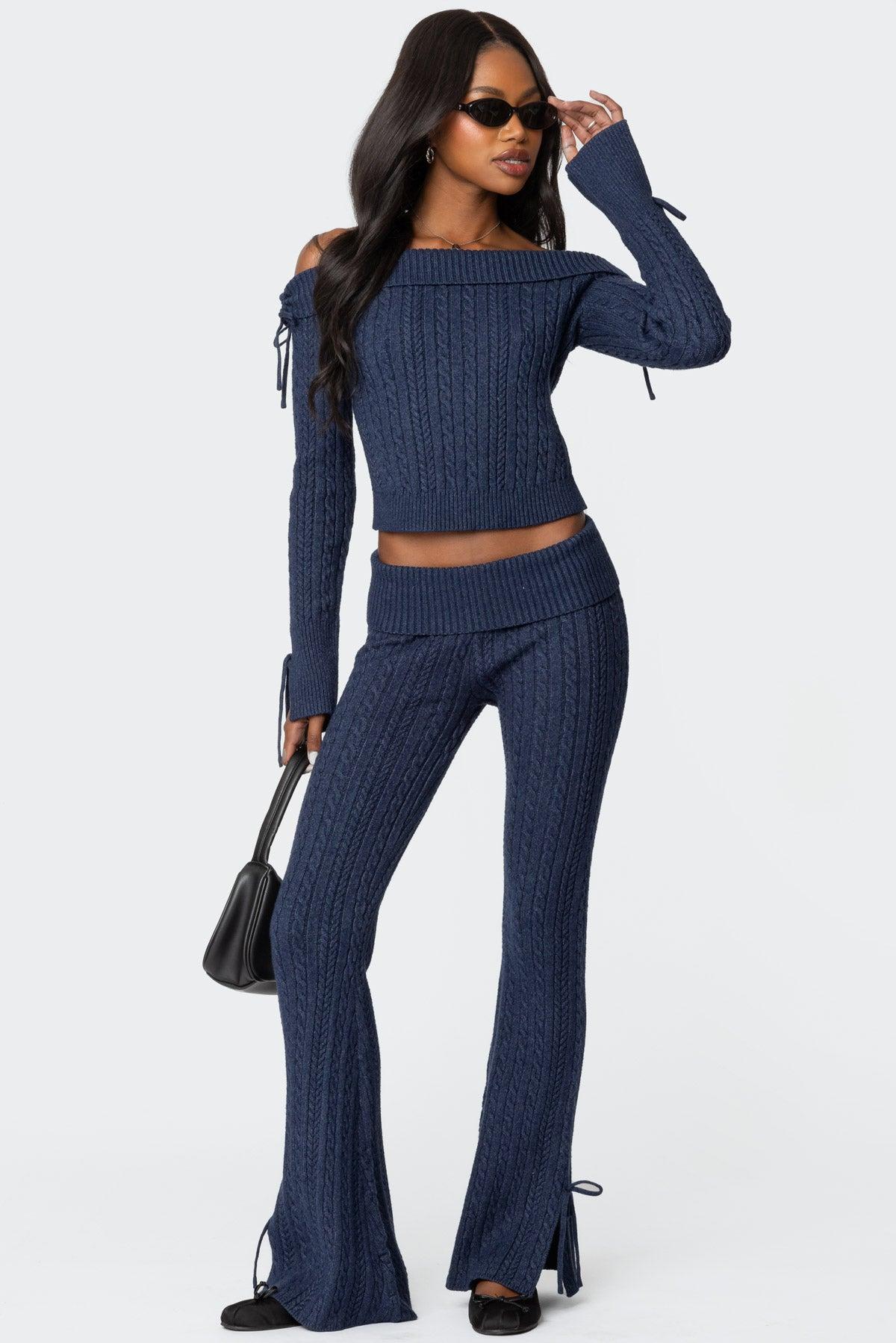 Chase Fold Over Cable Knit Pants Product Image