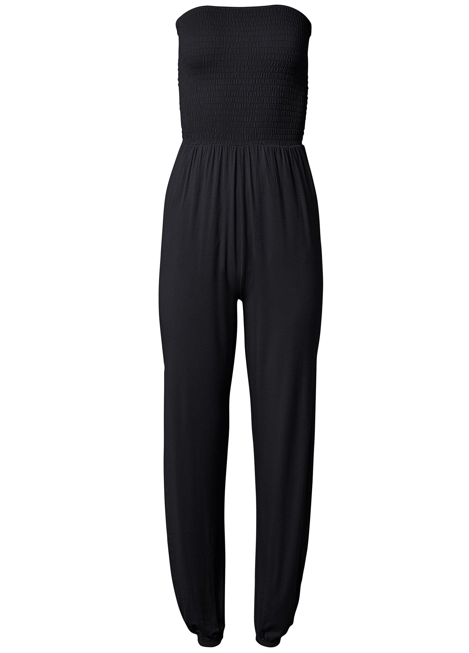 Smocked Side Slit Jumpsuit - Black Product Image