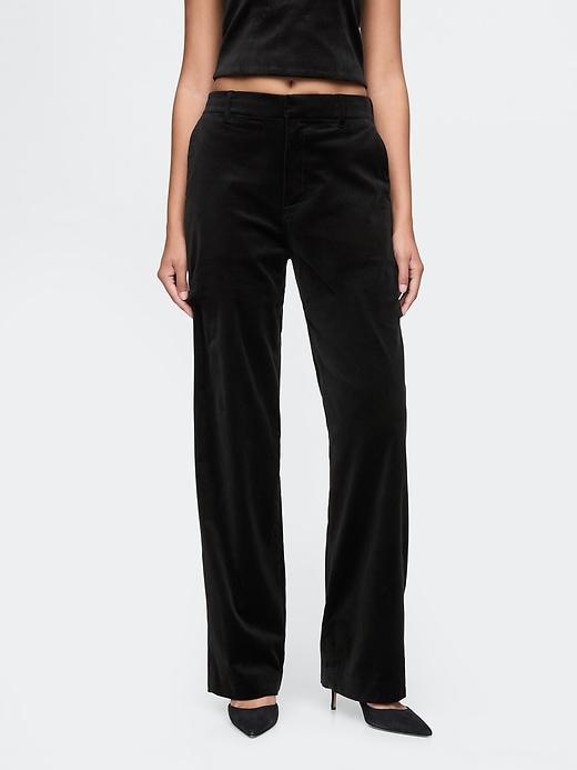High Rise Velvet Straight Pants Product Image