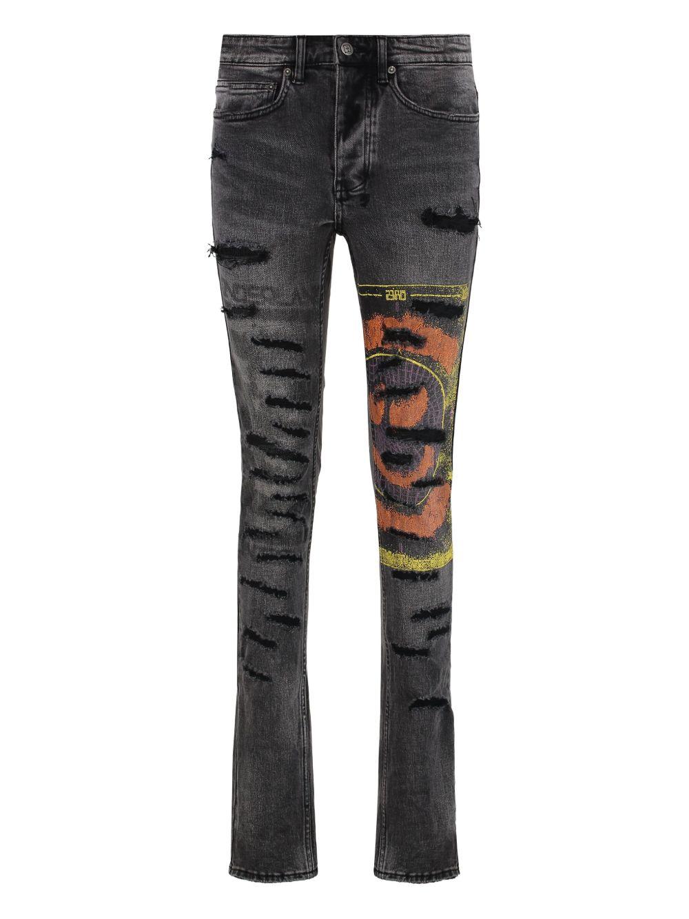 ripped graphic-print jeans Product Image