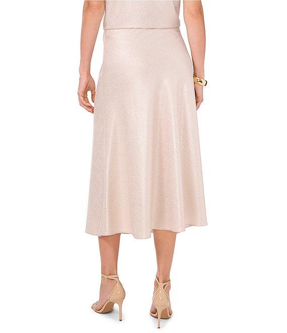 Vince Camuto Dotted High Rise Bias Cut Slip Midi Skirt Product Image