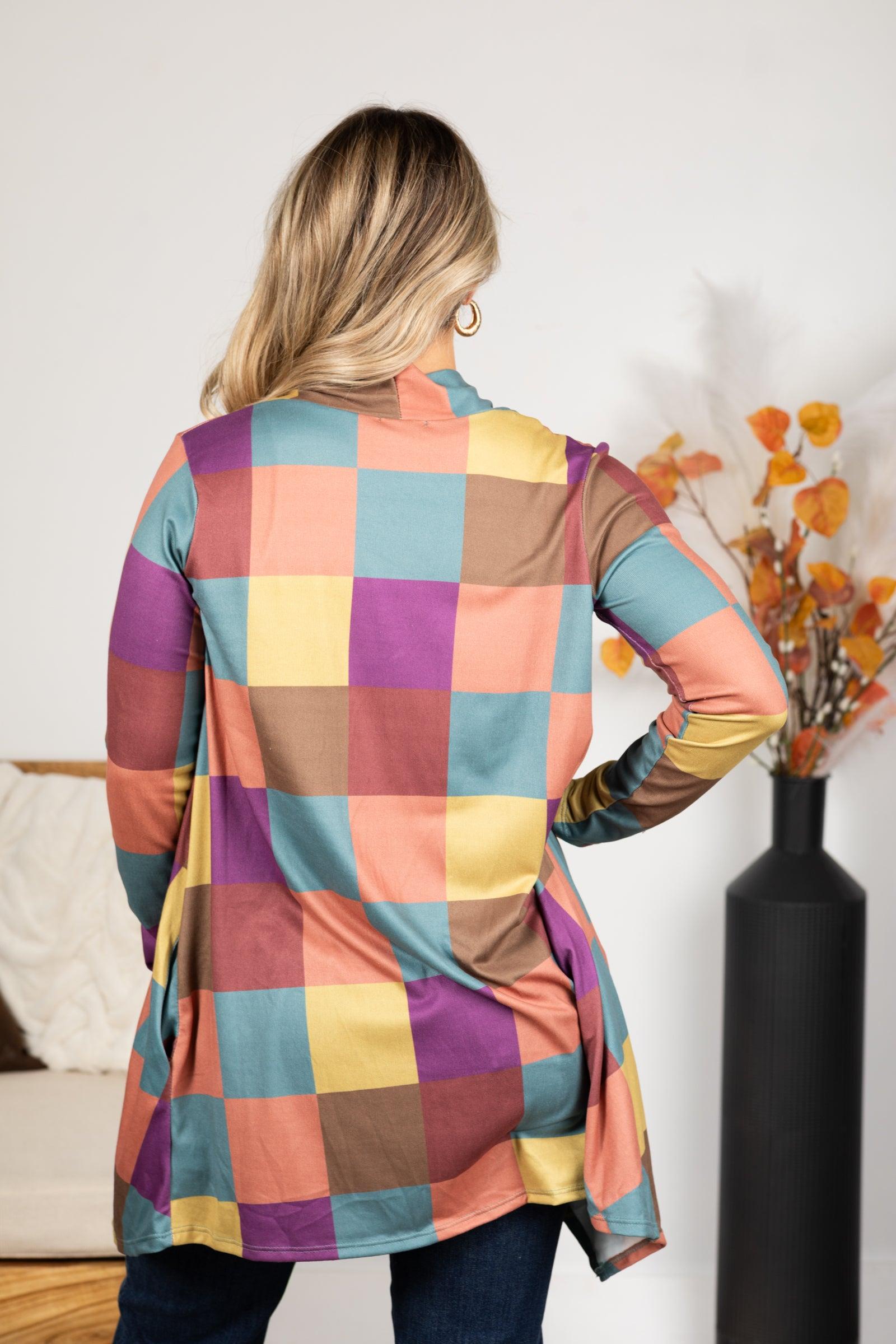Plum Multicolor Open Cardigan Product Image
