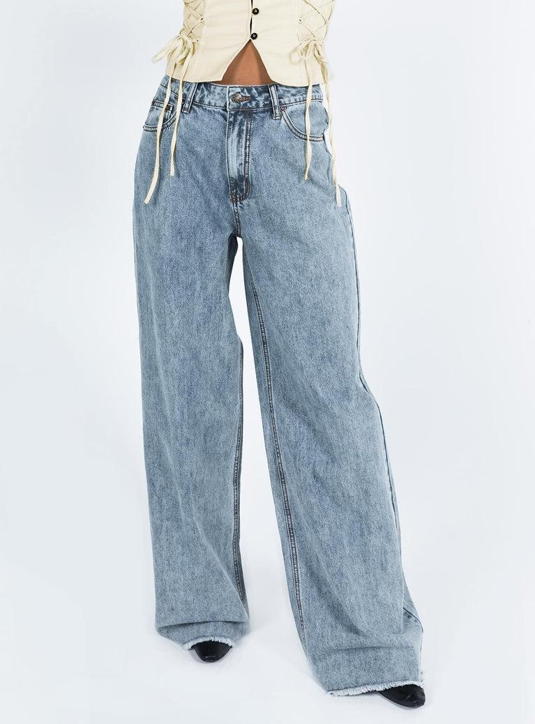 Eivissa High Rise Baggy Jeans Faded Denim Product Image