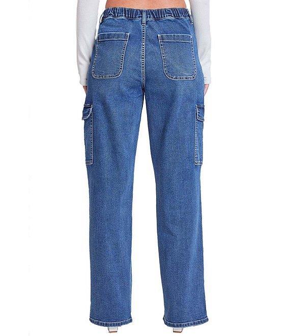 YMI Jeanswear High Rise Cargo Straight Leg Jeans Product Image