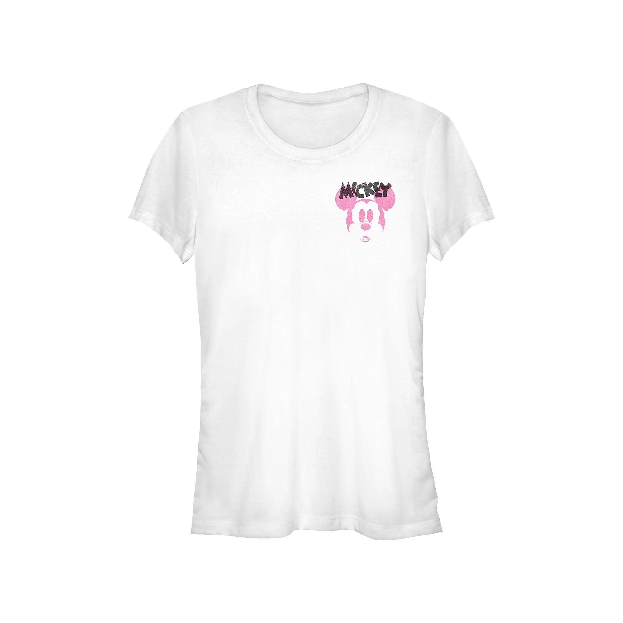 Disney's Mickey Mouse Pink Head Juniors' Graphic Tee, Women's, Size: Small, White Product Image