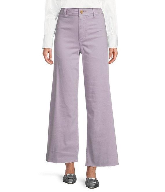 Antonio Melani Alexandra Twill High Rise Wide Leg Raw Hem Cropped Chino Pants Product Image