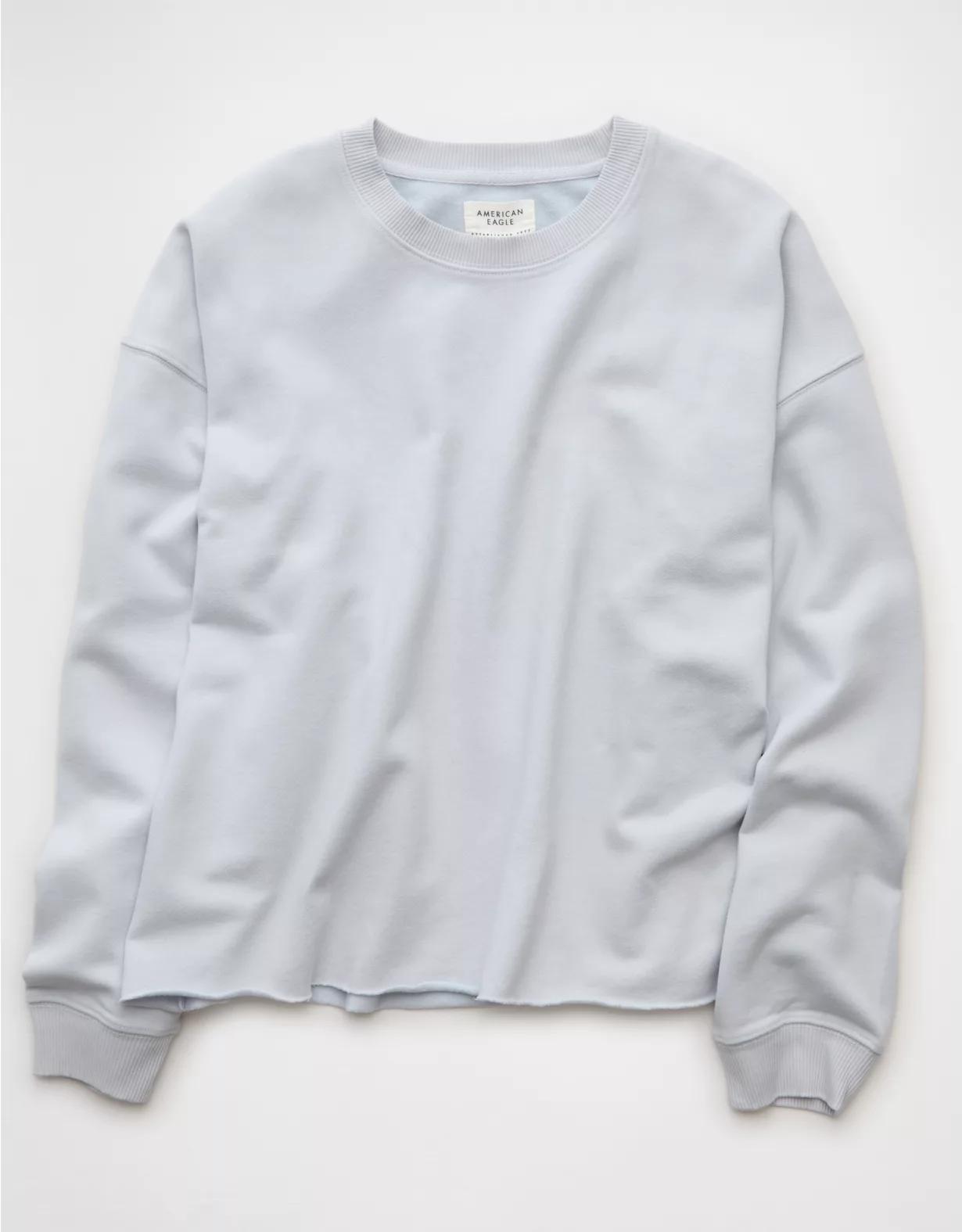 AE Everyday Luxe Cropped Cut-Off Sweatshirt Product Image