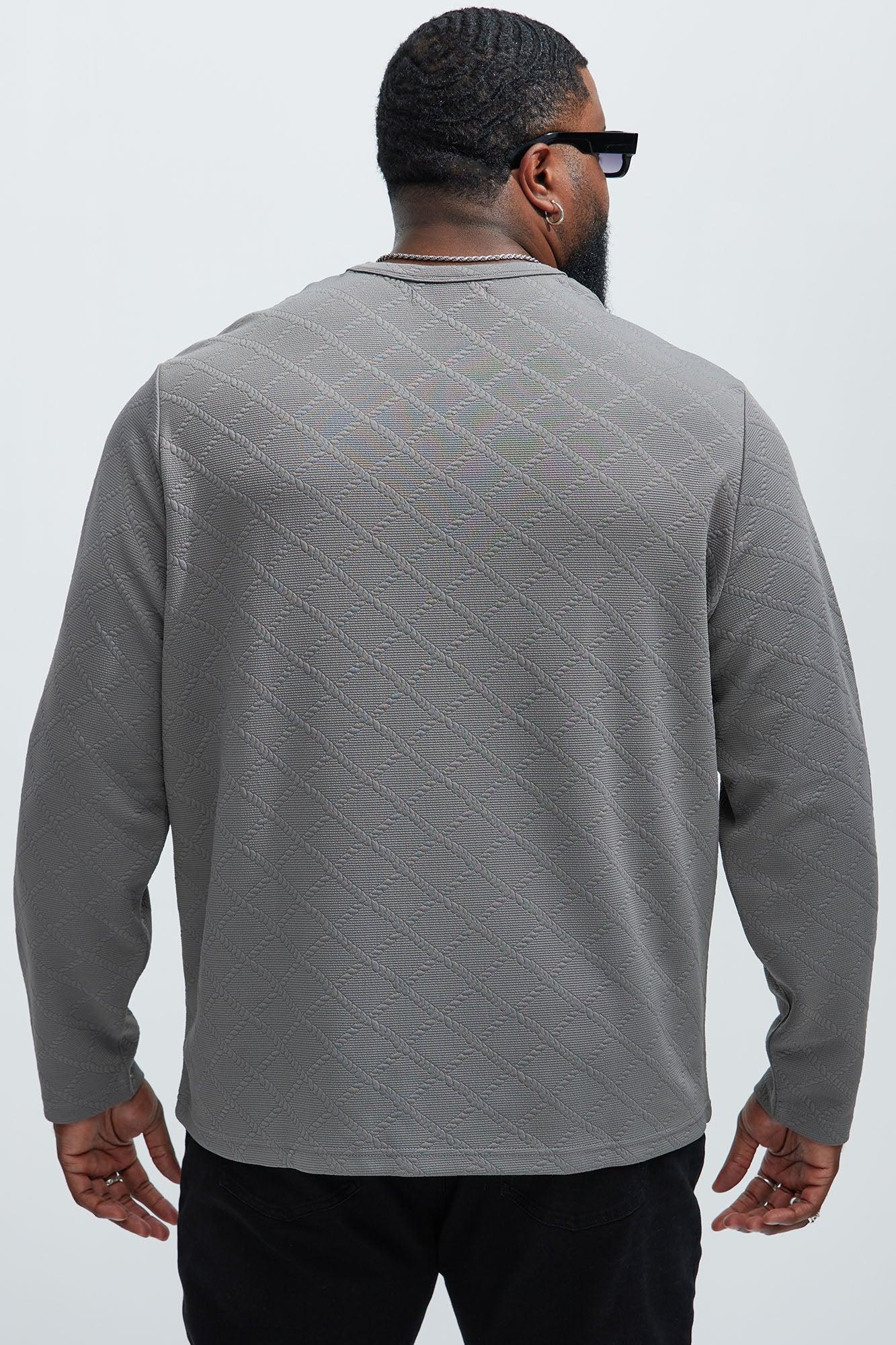 Lingo Textured Long Sleeve Tee - Grey Product Image