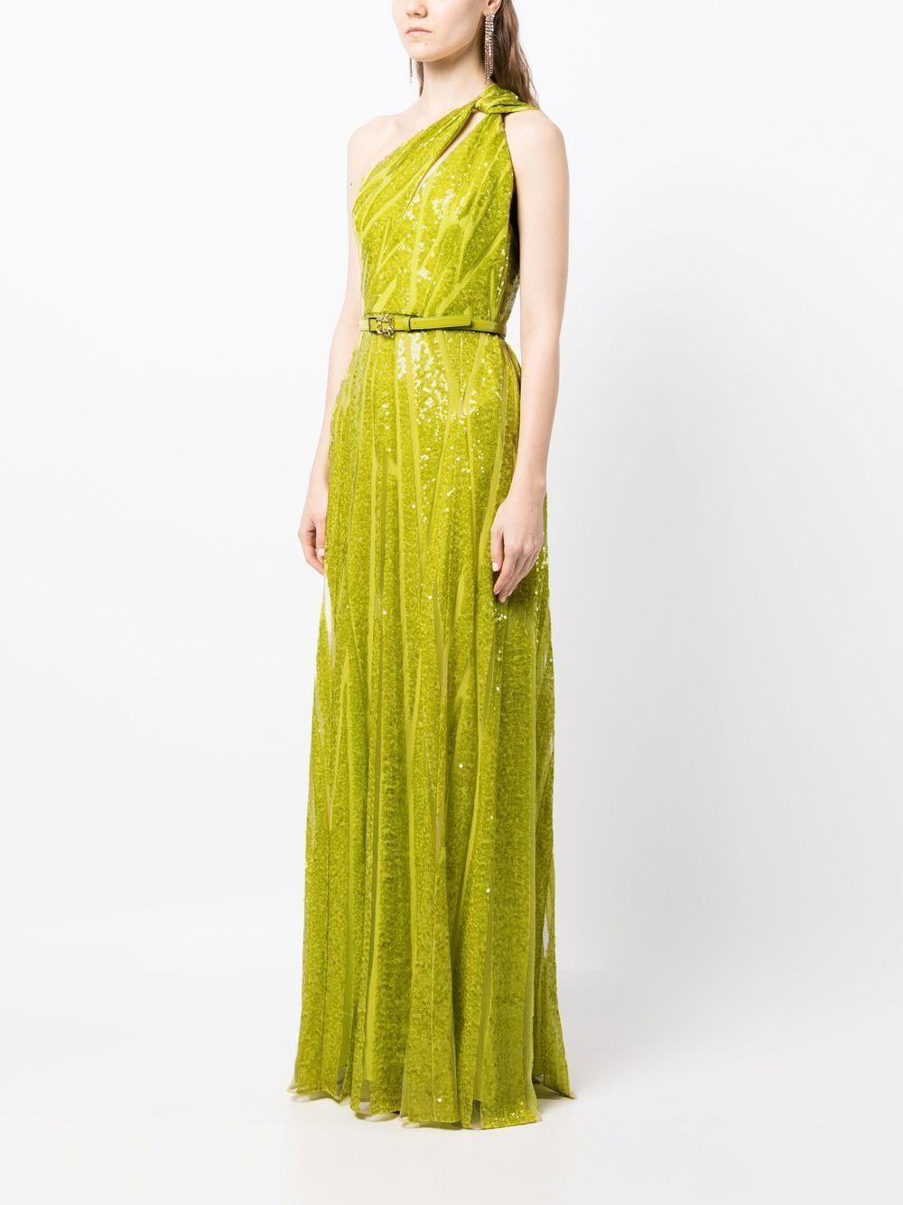 embroidered tulle one-shoulder gown Product Image