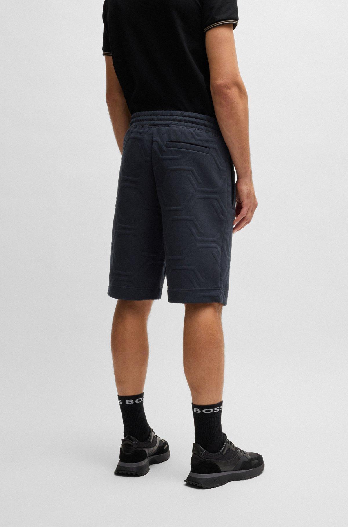 BOSS - Relaxed-fit shorts with hexagonal quilting - Dark Blue Product Image