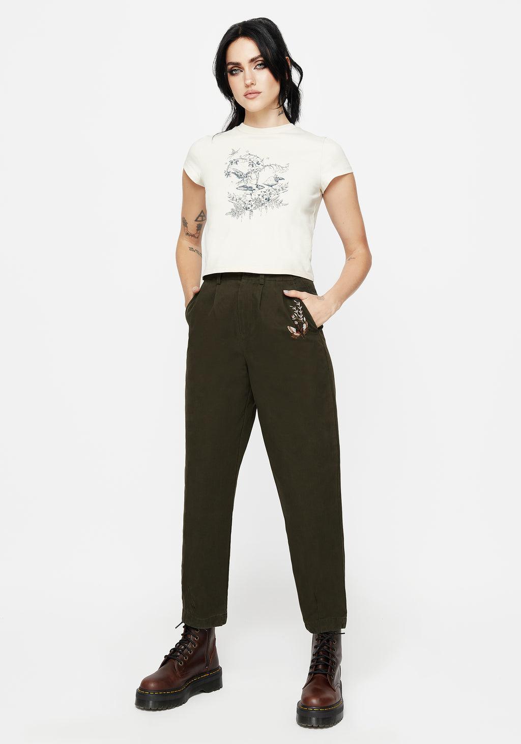Copia Cotton Embroidered Tapered Tailored Trousers Product Image