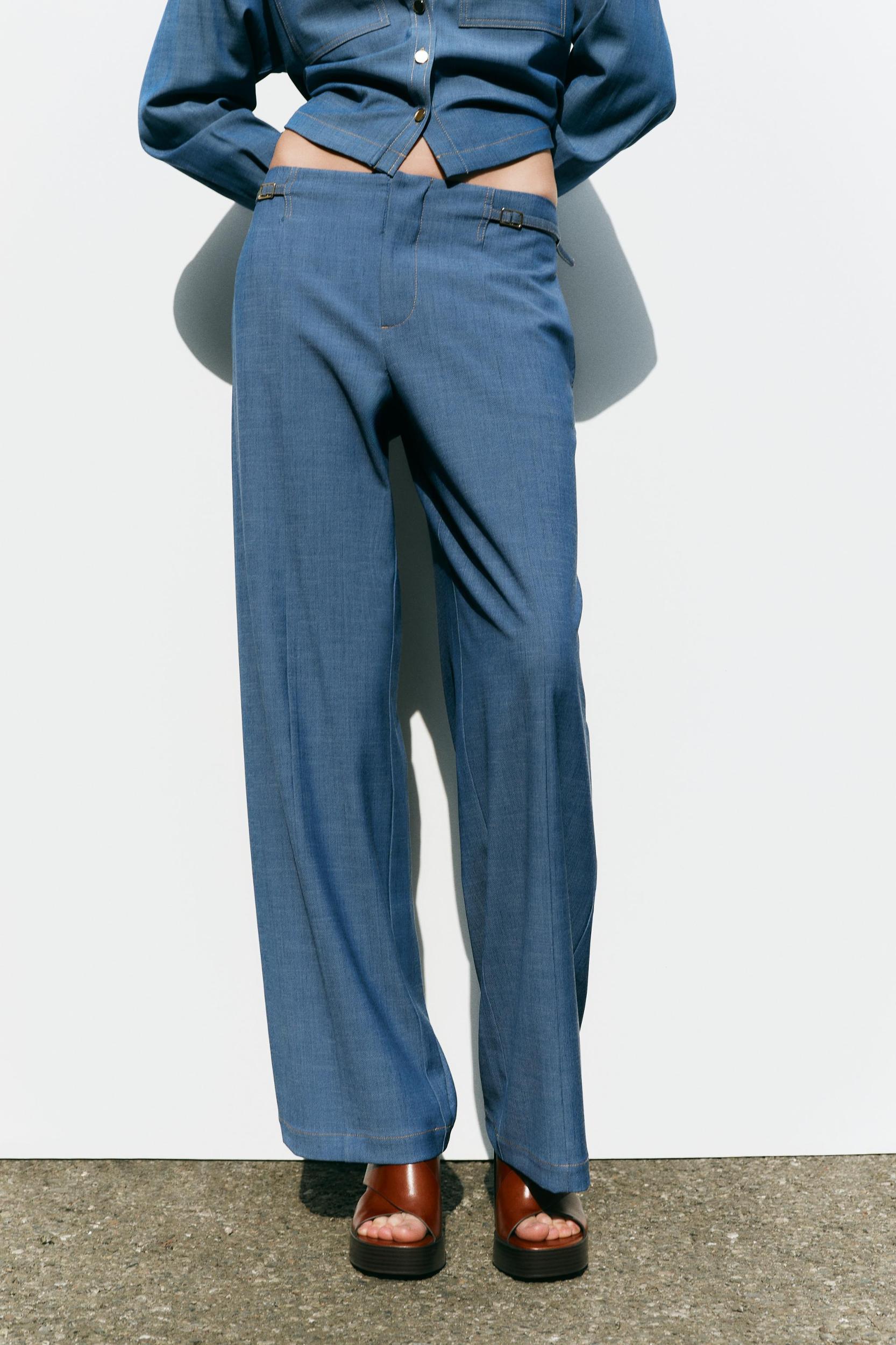 WIDE-LEG PANTS WITH THIN BELT Product Image