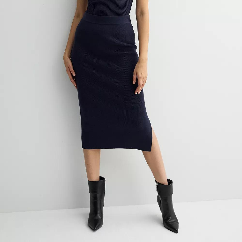 Petite Nine West Ribbed Column Skirt, Women's, Size: XS Petite, Captain Product Image