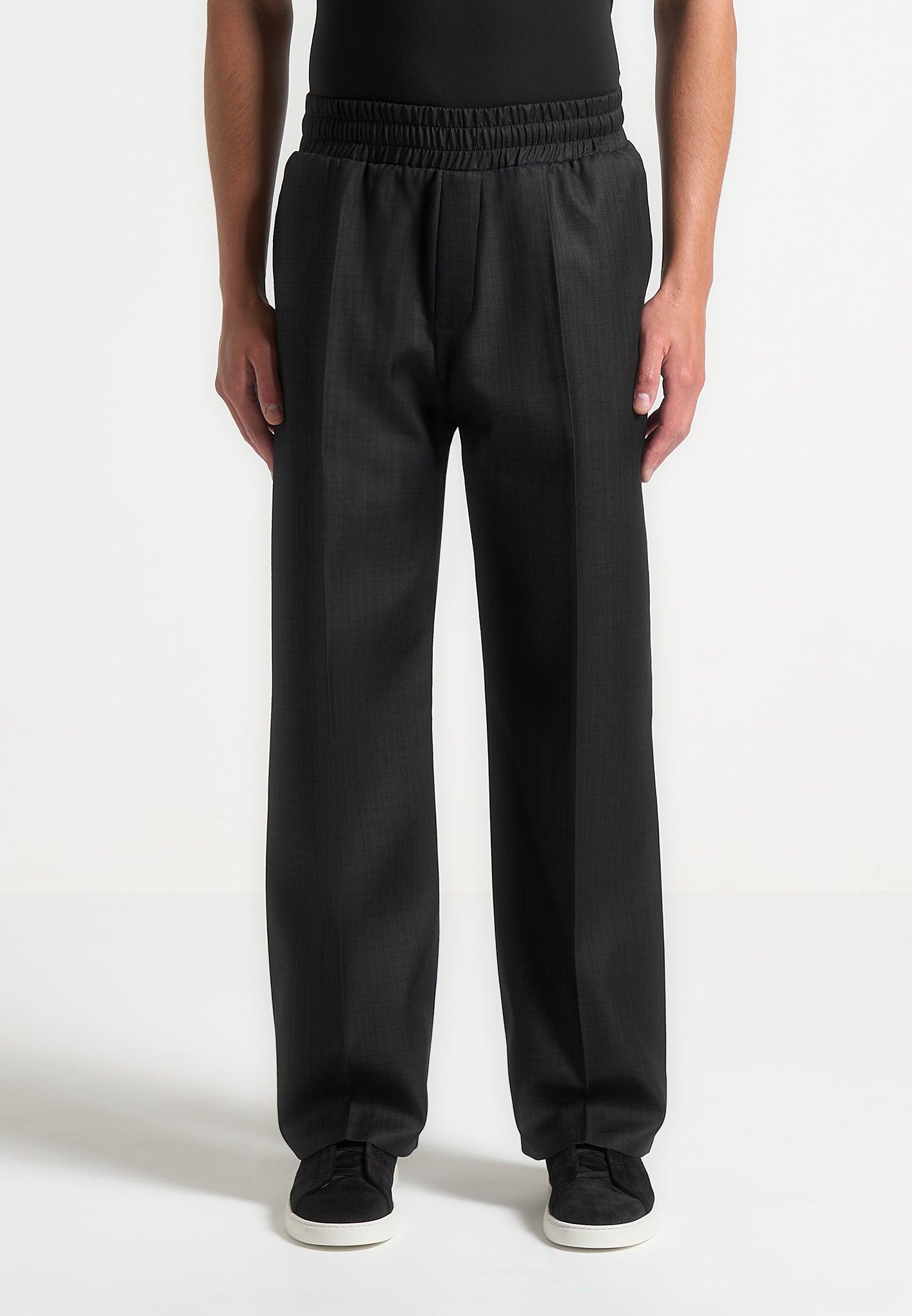 Elasticated Tailored Crease Trousers - Black Male Product Image