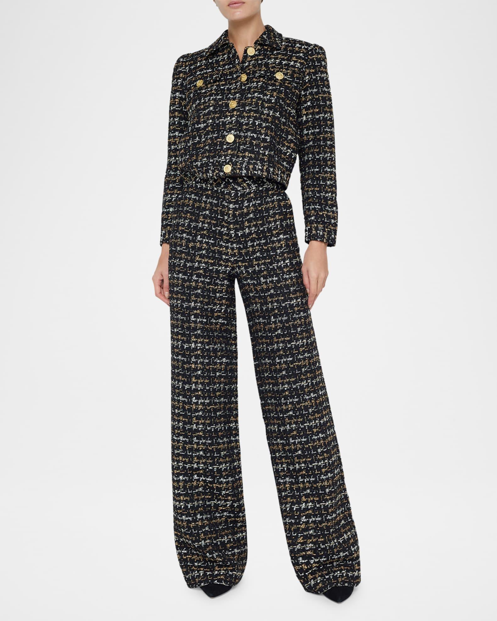 Livvy Tweed Straight-Leg Trousers Product Image