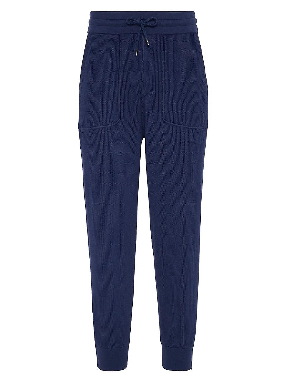 Mens Cotton English Rib Knit Trousers with Zipper Cuffs Product Image