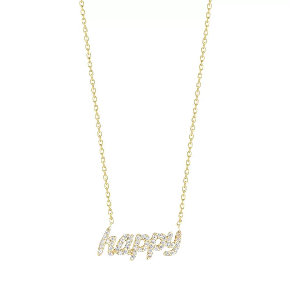 Sunkissed Sterling Cubic Zirconia "Happy" Necklace, Women's, Gold Tone Product Image