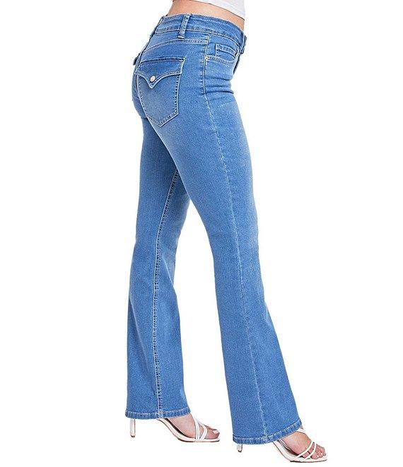 YMI Jeanswear Mid Rise Back Flap Pocket Bootcut Jeans Product Image