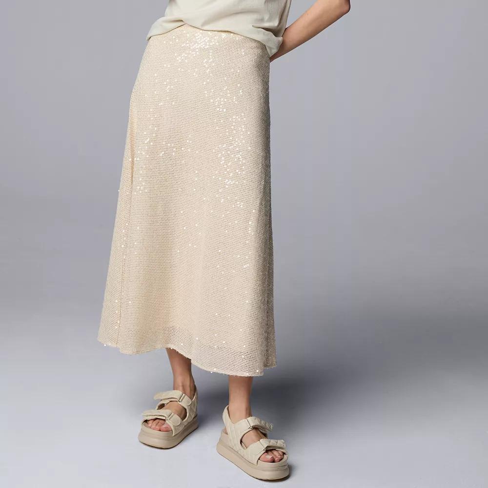Women's Simply Vera Vera Wang Sequin Skirt, Size: Medium, Hammock Product Image
