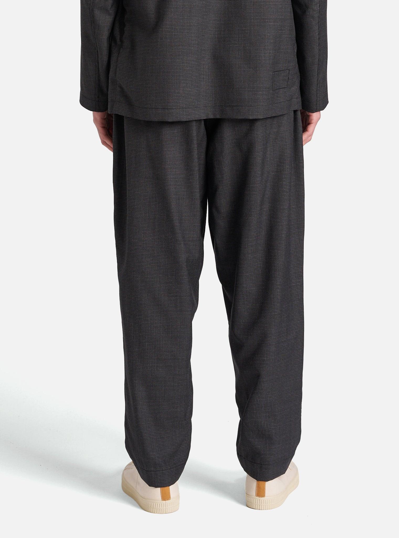 Black Mini Check Pleated Track Pant Product Image