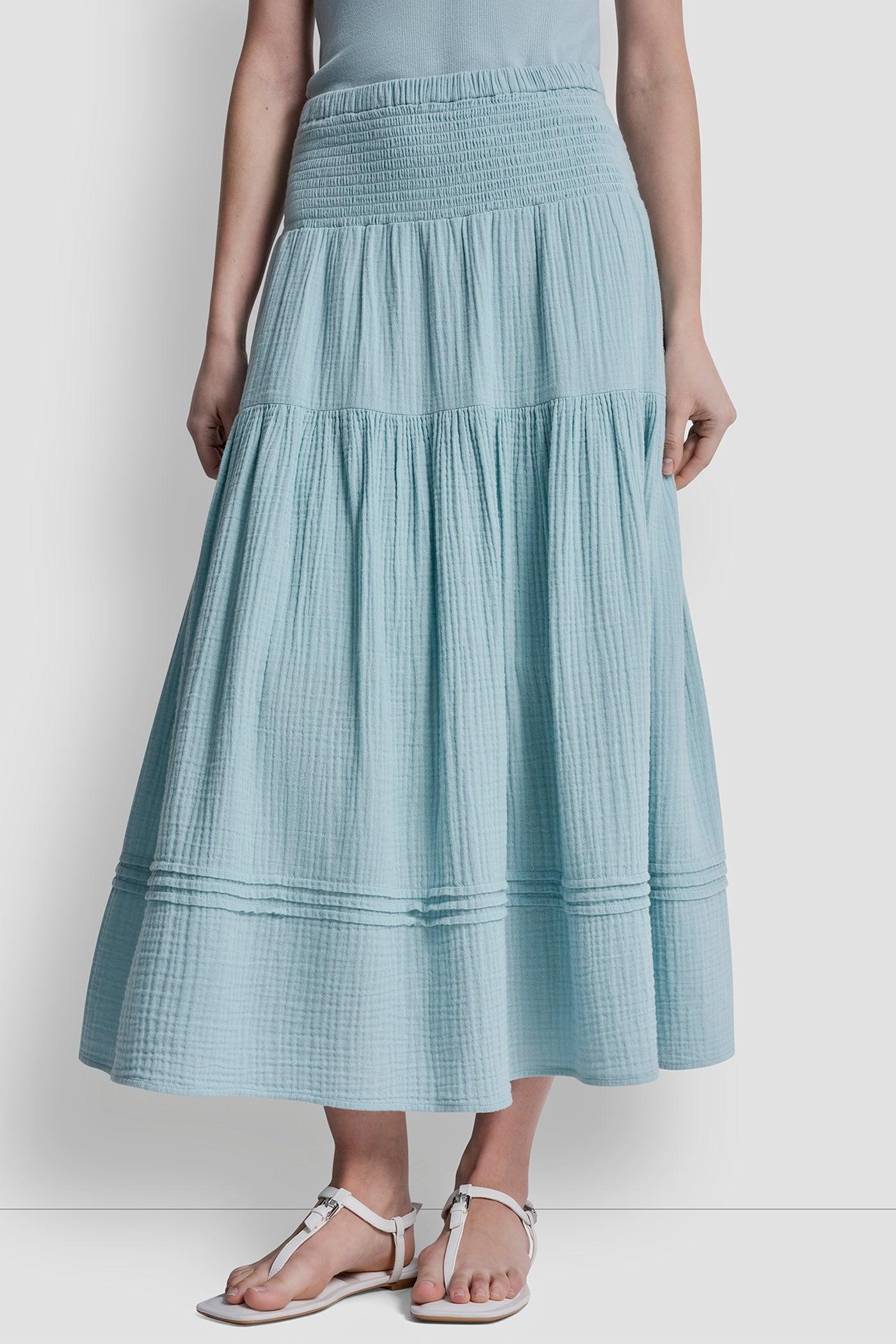 SMOCKED WAIST MAXI TIERED SKIRT Product Image