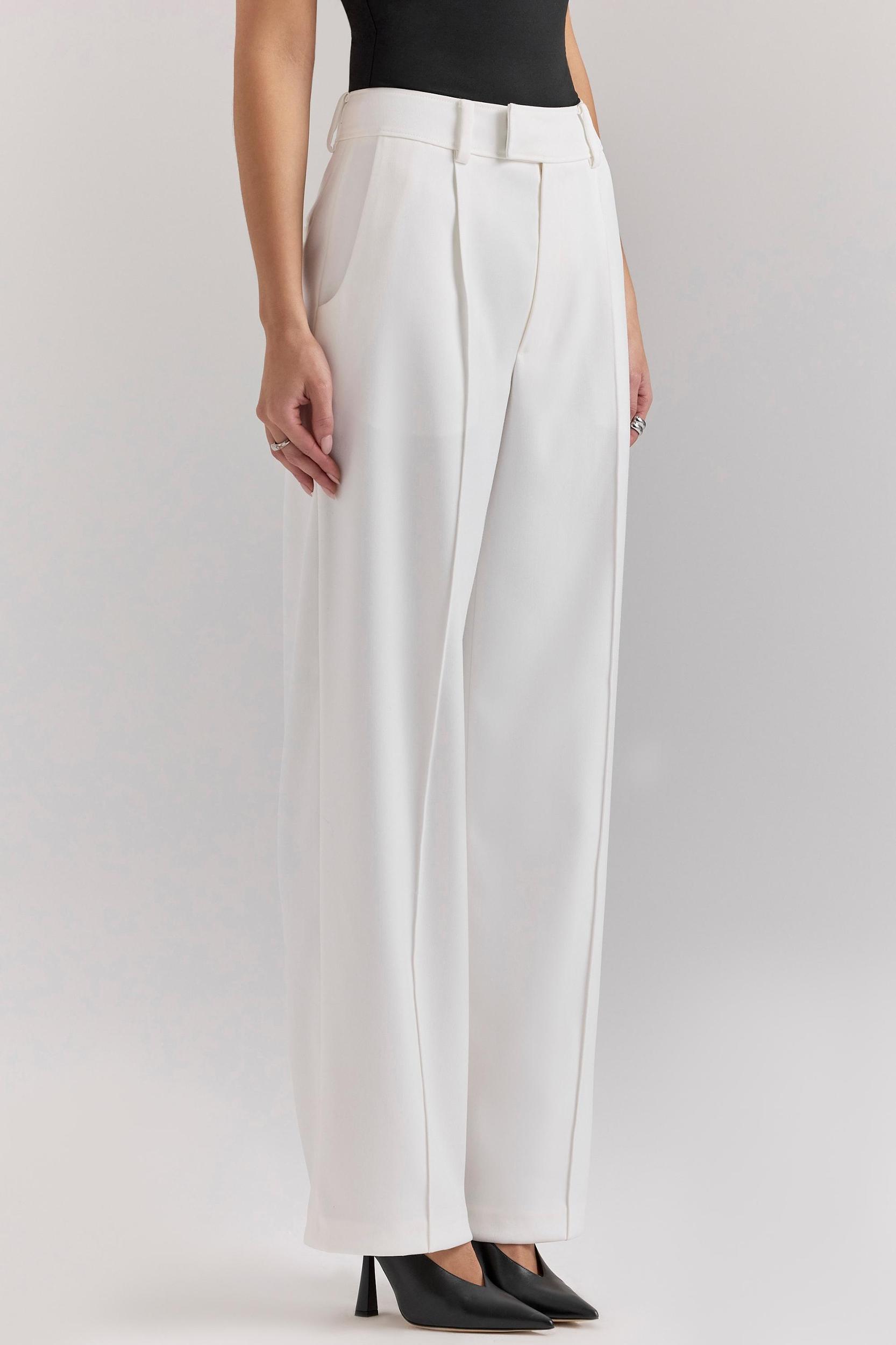 Hayden  white wide leg high waist tailored trousers Product Image