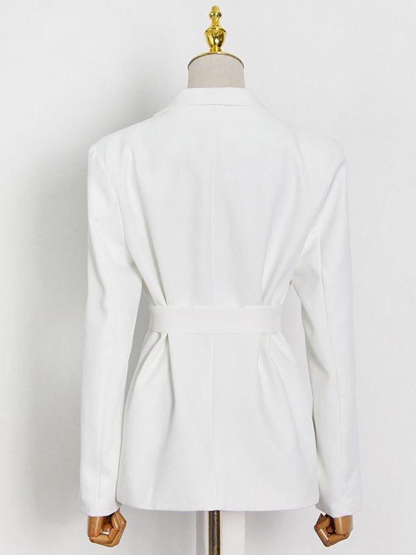 Column Long Sleeves Solid Color Lapel Blazer Pants Set Two Pieces Set Product Image