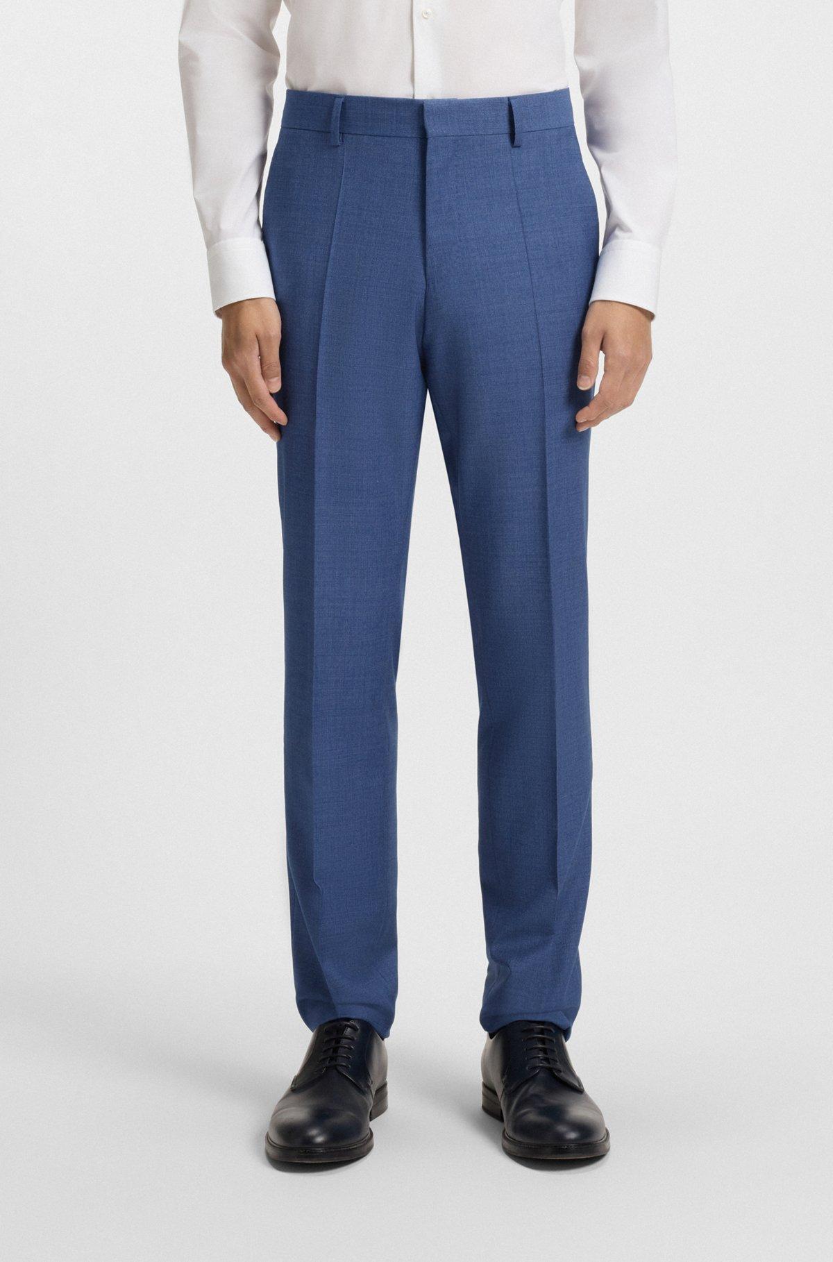 BOSS - Slim-fit suit in micro-patterned wool - Blue Product Image