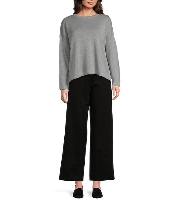 Eileen Fisher Organic Linen Cotton Cord Crew Neck Long Sleeve Top Product Image