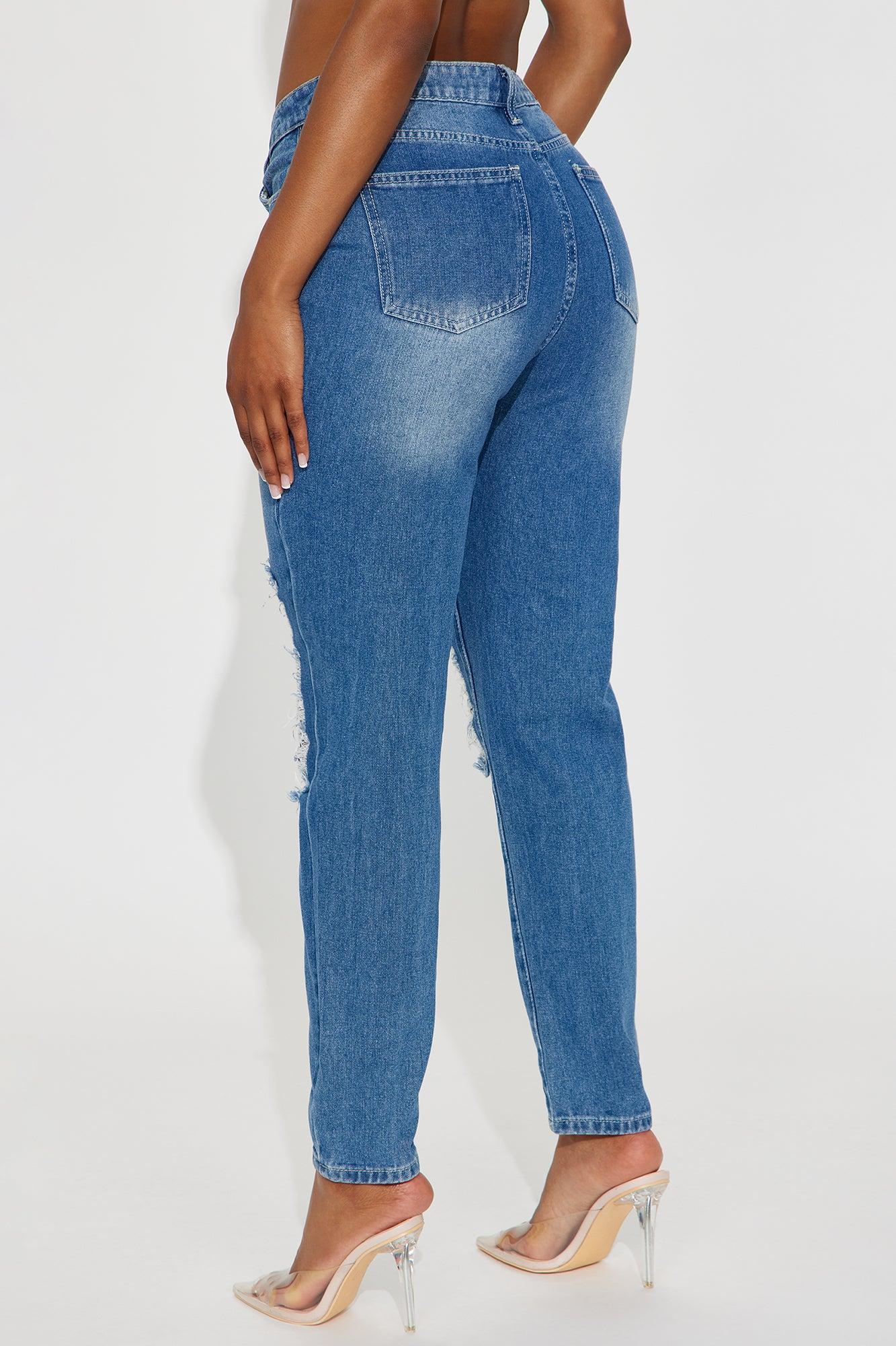 Sneak Into It Ripped Straight Leg Jeans - Medium Wash Female Product Image