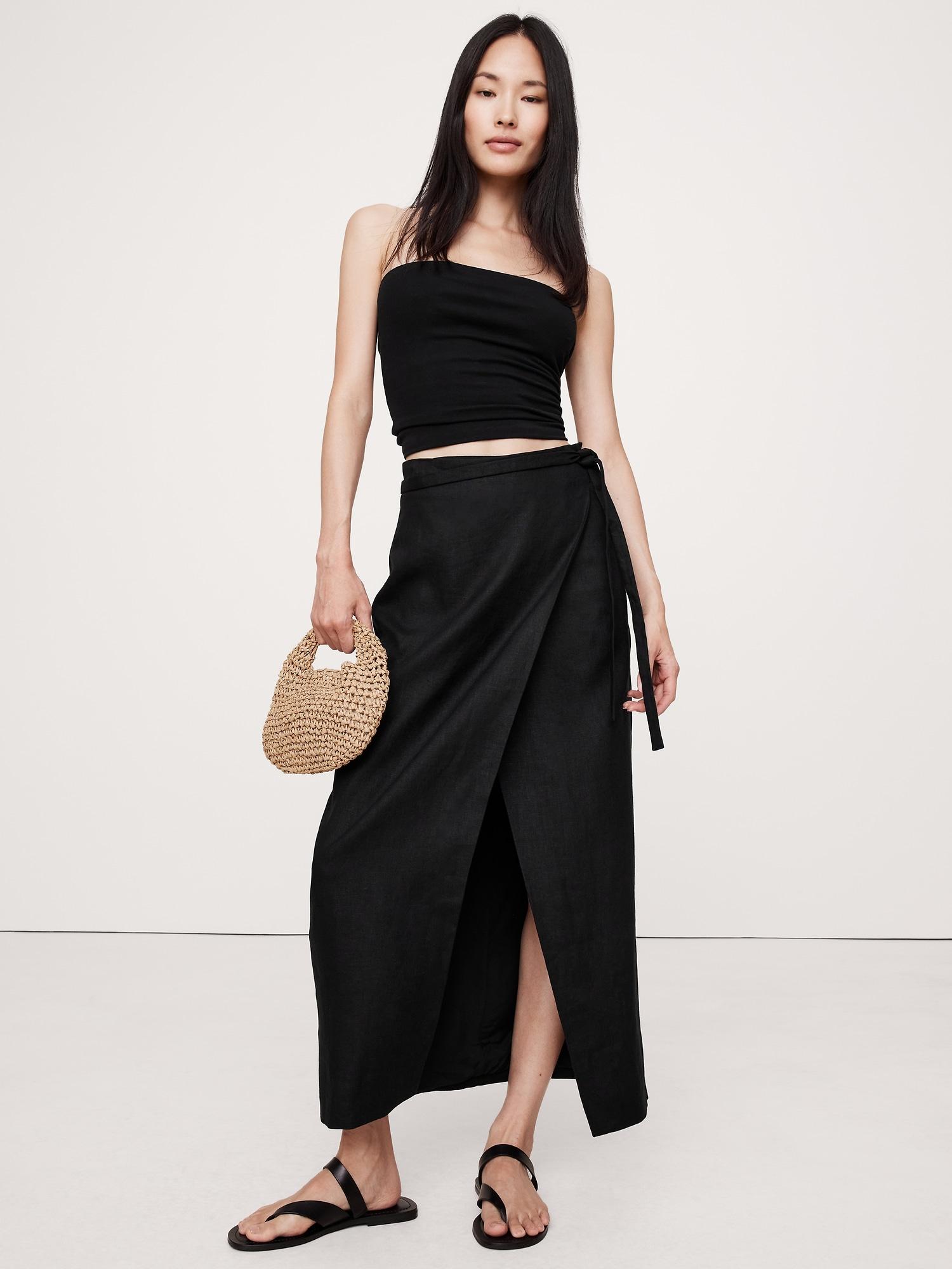 Linen Wrap Maxi Skirt Product Image