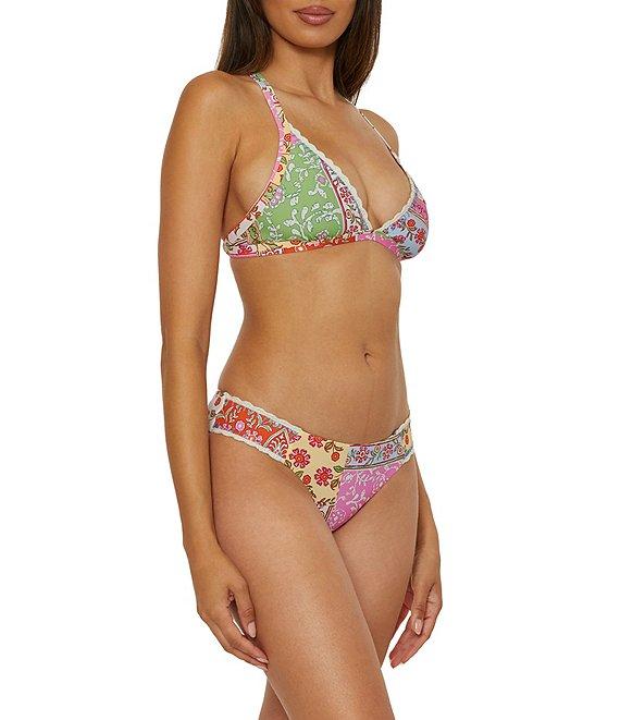 Lucky Brand Seville Color Block Printed Over The Shoulder Swim Top Product Image